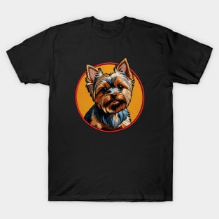 Yorkie Traditional Embroidered Patch T-Shirt